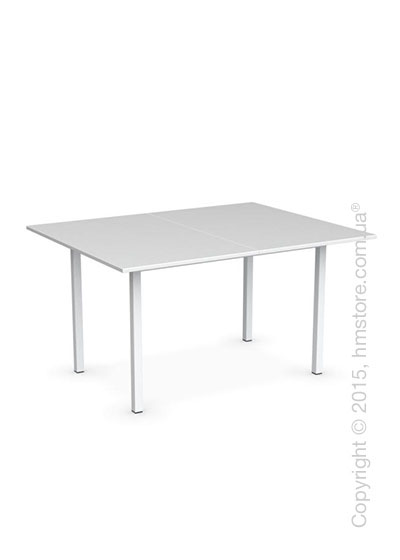 Стол Calligaris Snap Book, Flip top extending table, Melamine multistripe silk and Metal matt optic white
