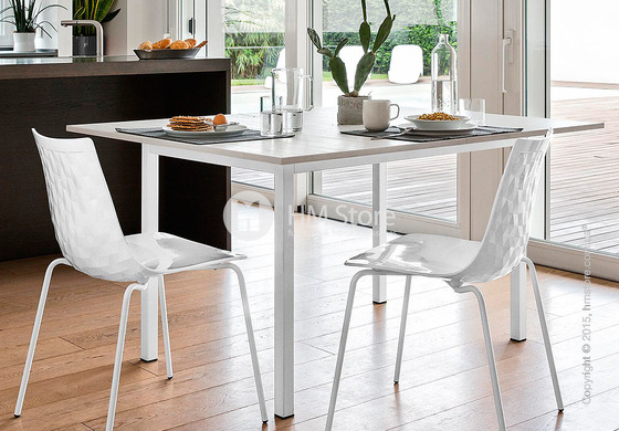 Стол Calligaris Snap Book, Flip top extending table, Melamine multistripe soil brown and Metal matt optic white