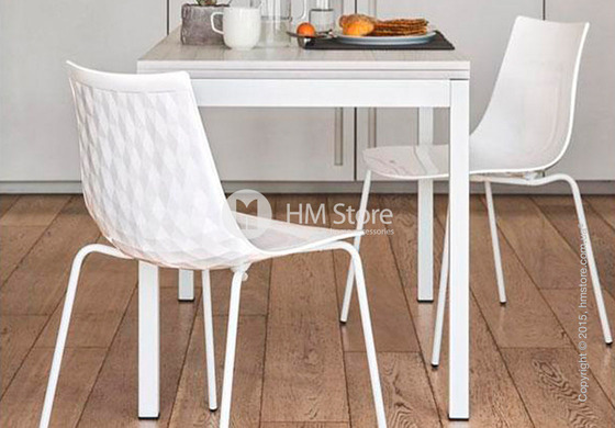 Стол Calligaris Snap Book, Flip top extending table, Melamine multistripe soil brown and Metal matt optic white