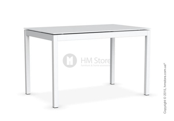 Стол Calligaris Snap S, Rectangular extending table, Frosted tempered glass extrawhite and Metal matt optic white