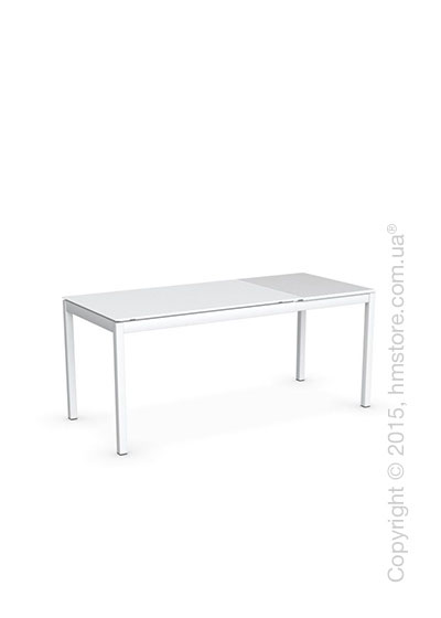 Стол Calligaris Snap S, Rectangular extending table, Frosted tempered glass extrawhite and Metal matt optic white