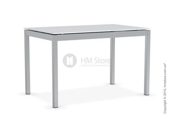 Стол Calligaris Snap S, Rectangular extending table, Frosted tempered glass extrawhite and Metal satin steel