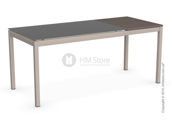 Стол Calligaris Snap S, Rectangular extending table, Frosted tempered glass taupe and Metal matt taupe