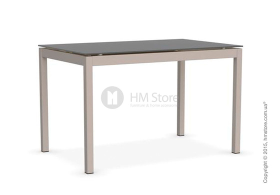 Стол Calligaris Snap S, Rectangular extending table, Frosted tempered glass taupe and Metal matt taupe