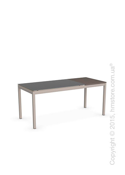Стол Calligaris Snap S, Rectangular extending table, Frosted tempered glass taupe and Metal matt taupe