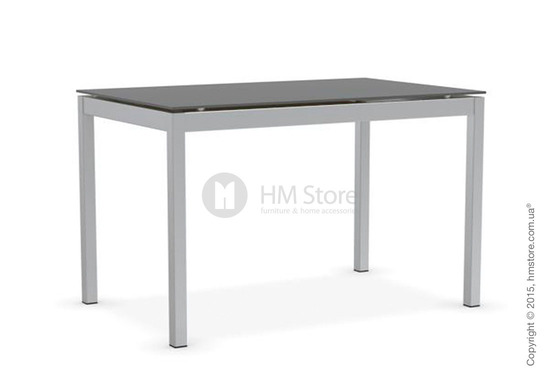 Стол Calligaris Snap S, Rectangular extending table, Frosted tempered glass taupe and Metal satin steel