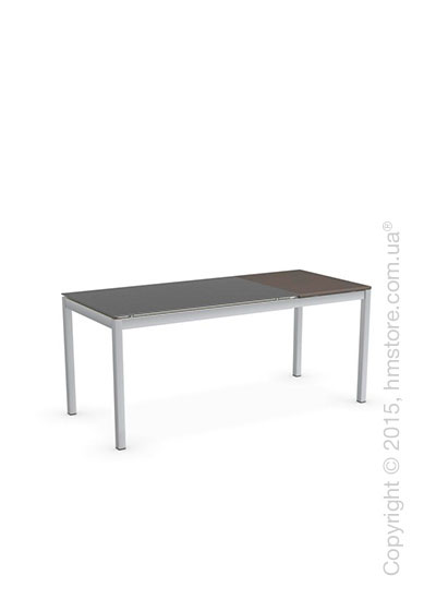 Стол Calligaris Snap S, Rectangular extending table, Frosted tempered glass taupe and Metal satin steel