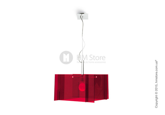 Подвесной светильник Calligaris Sagitta, Modern suspension lamp, Polymethylacrylate transparent red and Metal chomed