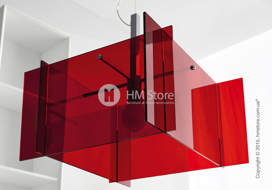 Подвесной светильник Calligaris Sagitta, Modern suspension lamp, Polymethylacrylate transparent red and Metal chomed