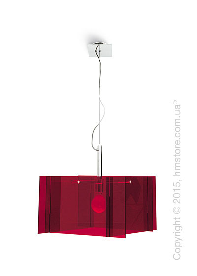 Подвесной светильник Calligaris Sagitta, Modern suspension lamp, Polymethylacrylate transparent red and Metal chomed