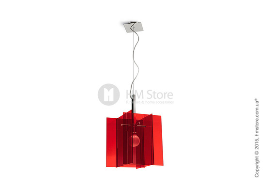 Подвесной светильник Calligaris Sagitta, Square design suspension lamp, Polymethylacrylate transparent red and Metal chomed