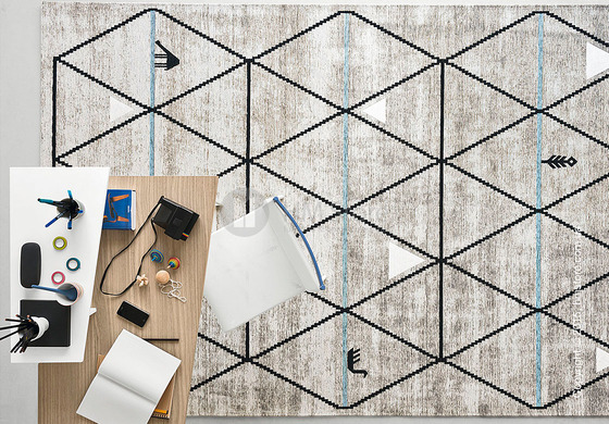 Ковер Calligaris Gava S, Chenille and cotton, Light grey-black and light blue