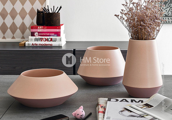 Ваза Calligaris Trio M, Ceramic matt old rose and light pink