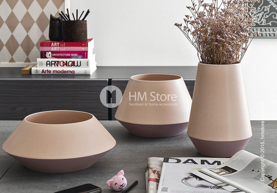 Ваза Calligaris Trio L, Ceramic glossy matt old rose and light pink