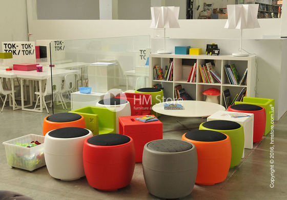 Пуф Calligaris Candy, Plastic matt light green and Fabric smoke grey