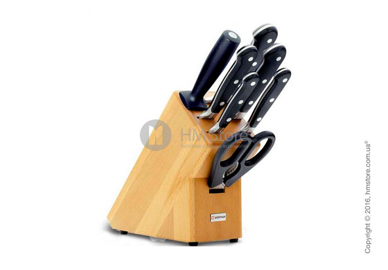 Набор ножей на подставке Wüsthof Knife block коллекция Classic, 7 предметов, Natural wood