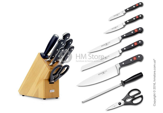 Набор ножей на подставке Wüsthof Knife block коллекция Classic, 7 предметов, Natural wood Набор ножей на подставке Wüsthof Knife block коллекция Classic, 7 предметов, Natural wood