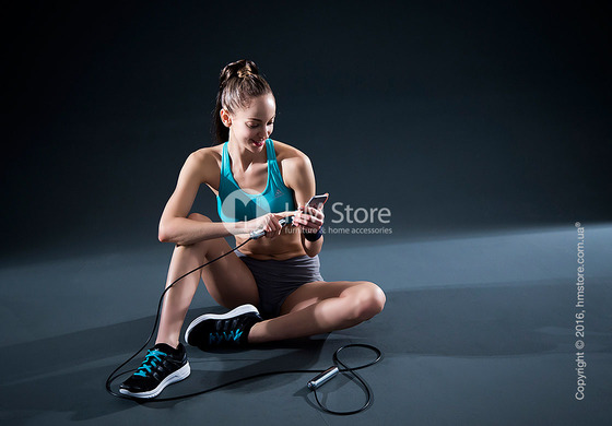 Умная скакалка Tangram Smart Rope, S size, Black + силиконовые накладки Orange Soft Grip