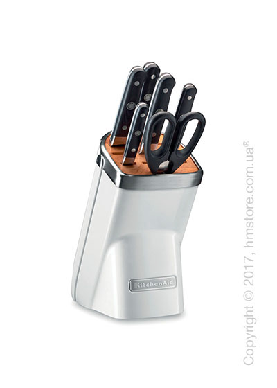 Набор ножей на подставке KitchenAid Professional Series Cutlery Set, 7 предметов, Frosted Pearl White