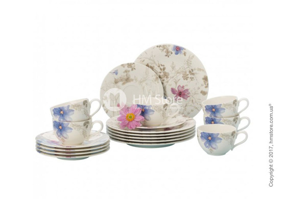 Набор фарфоровой посуды Villeroy & Boch коллекция Mariefleur Gris Basic на 6 персон, 18 предметов