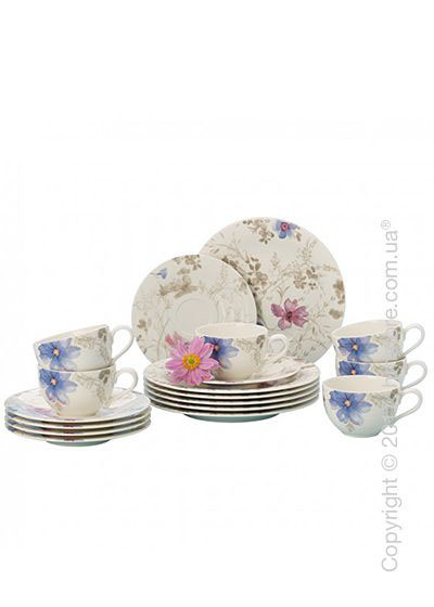 Набор фарфоровой посуды Villeroy & Boch коллекция Mariefleur Gris Basic на 6 персон, 18 предметов