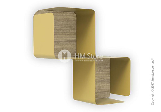 Полка Calligaris Fractal, Metal matt mustard yellow and Melamine deco nougat