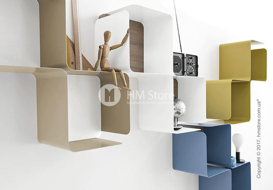 Полка Calligaris Fractal, Metal matt mustard yellow and Melamine deco nougat