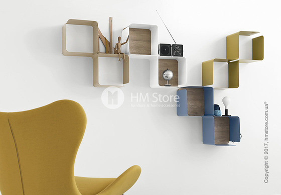 Полка Calligaris Fractal, Metal matt optic white and Melamine deco nougat