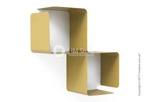 Полка Calligaris Fractal, Metal matt mustard yellow and Melamine matt white