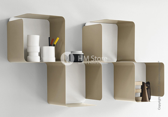 Полка Calligaris Fractal, Metal matt nougat and Melamine matt white