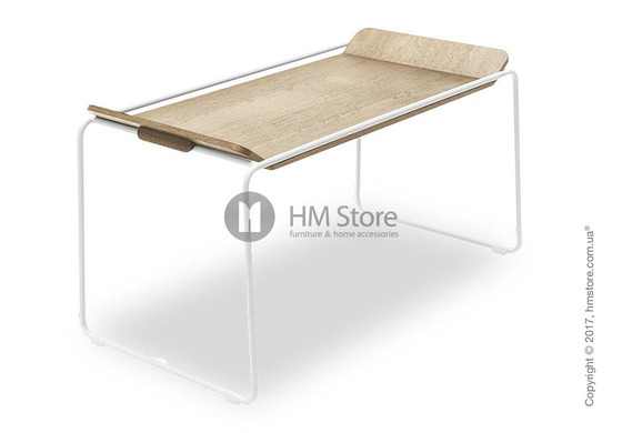 Сервировочный столик Calligaris Filo, Metal matt optic white and Veneer natural oak