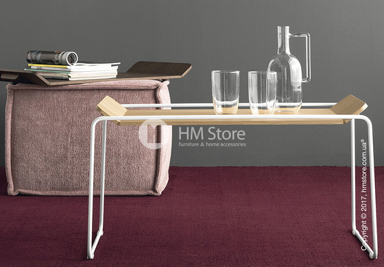 Сервировочный столик Calligaris Filo, Metal matt optic white and Veneer natural oak