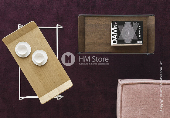 Сервировочный столик Calligaris Filo, Metal matt grey and Veneer natural oak