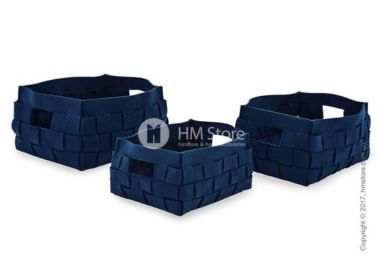 Набор корзин Calligaris Alvin, 3 предмета, Polyester felt dark blue