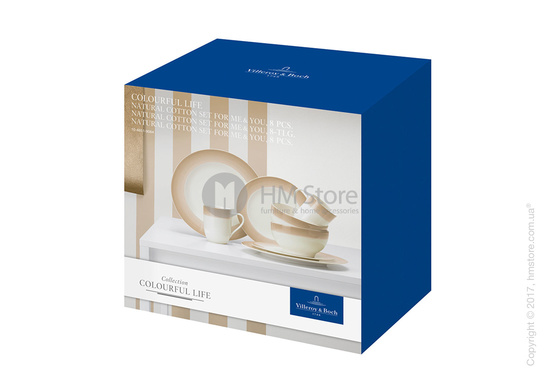 Набор фарфоровой посуды Villeroy & Boch коллекция Colourful Life на 2 персоны, 8 предметов, Natural Cotton
