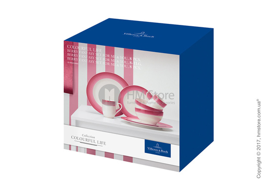 Набор фарфоровой посуды Villeroy & Boch коллекция Colourful Life на 2 персоны, 8 предметов, Berry Fantasy
