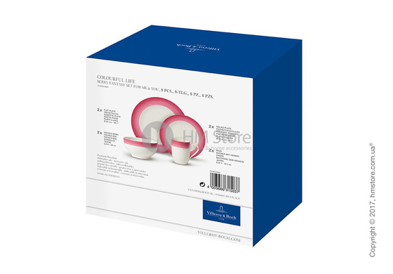 Набор фарфоровой посуды Villeroy & Boch коллекция Colourful Life на 2 персоны, 8 предметов, Berry Fantasy
