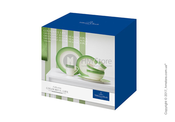 Набор фарфоровой посуды Villeroy & Boch коллекция Colourful Life на 2 персоны, 8 предметов, Green Apple