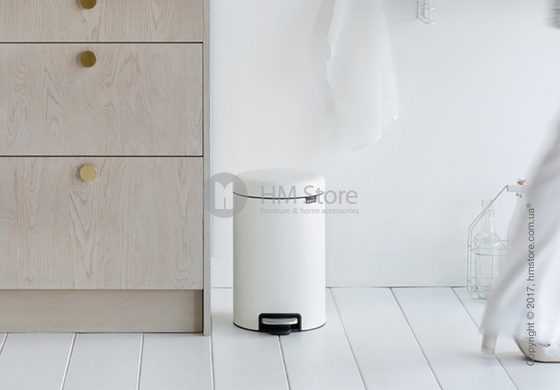 Ведро для мусора Brabantia Pedal Bin NewIcon Luxury 12 л, Mineral Eternal White