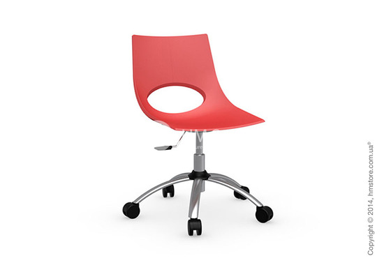 Кресло Calligaris Congress, Swivel chair, Metal satin steel and Plastic red