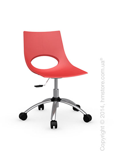 Кресло Calligaris Congress, Swivel chair, Metal satin steel and Plastic red