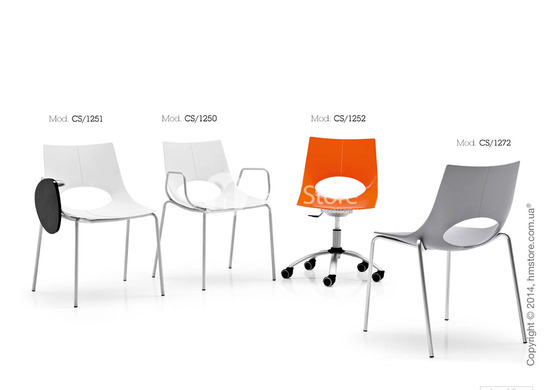 Стул Calligaris Congress, Chair with armrests and writing table, Metal satin steel and Plastic red Стул Calligaris Congress, Chair with armrests and writing table, Metal satin steel and Plastic red