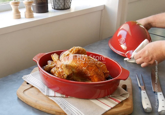 Ростер для запекания курицы с крышкой 34 x 24 см Emile Henry Ovenware,  Burgundy Ростер для запекания курицы с крышкой 34 x 24 см Emile Henry Ovenware,  Burgundy