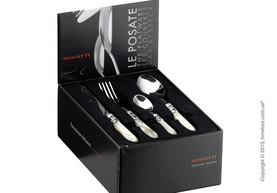 Набор столовых приборов Bugatti Aladdin коллекция Old-Silverplated Ring на 6 персон, 24 предмета, Burgundy