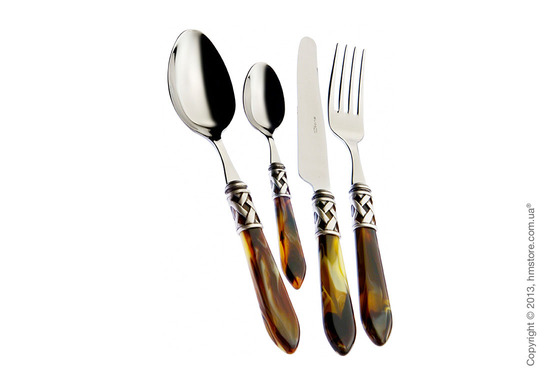 Набор столовых приборов Bugatti Aladdin коллекция Old-Silverplated Ring на 6 персон, 24 предмета, Horn