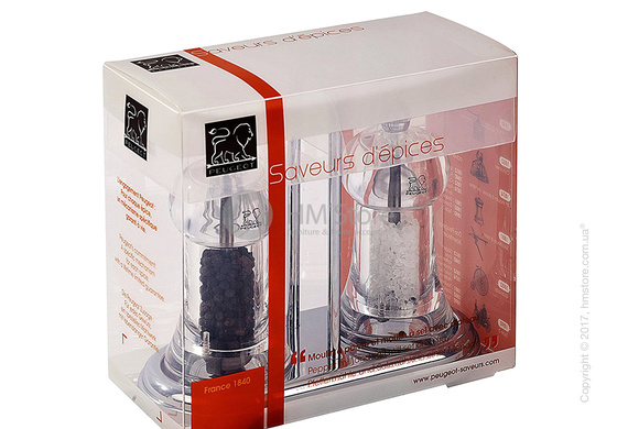 Набор мельниц для соли и перца Peugeot Brasserie 11 см, Transparent and Stainless Steel
