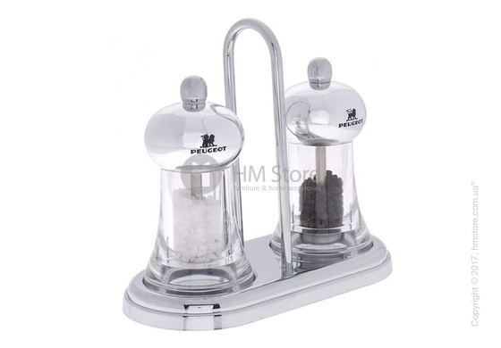 Набор мельниц для соли и перца Peugeot Brasserie 11 см, Transparent and Stainless Steel