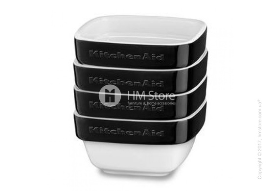 Набор емкостей керамических 10х10 KitchenAid Ceramic Ramekin 4 предмета, Onyx Black