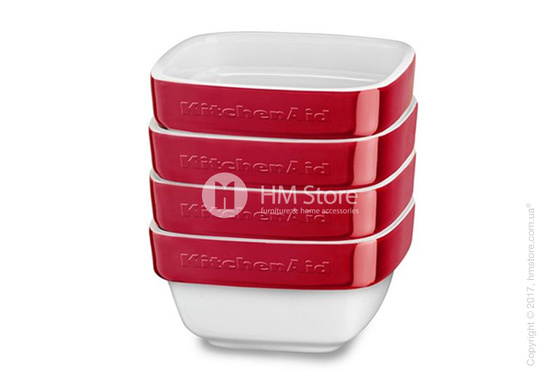 Набор емкостей керамических 10х10 KitchenAid Ceramic Ramekin 4 предмета, Empire Red