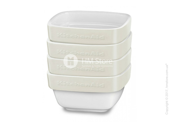 Набор емкостей керамических 10х10 KitchenAid Ceramic Ramekin 4 предмета, Almond Cream 